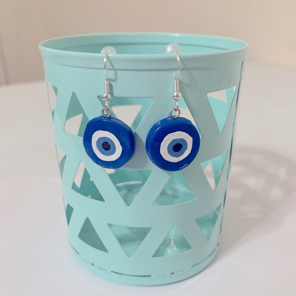 Handmade Polymer Clay Evil Eye Earrings